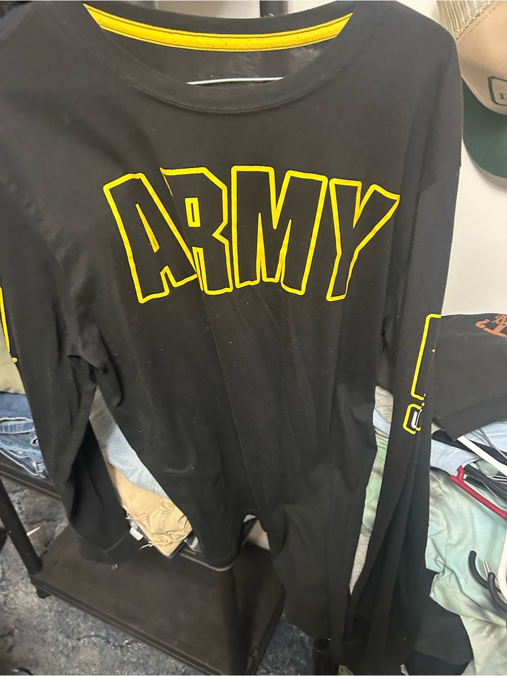 U.S. Army Black Long-Sleeve Shirt with Yellow 'ARMY' Logo